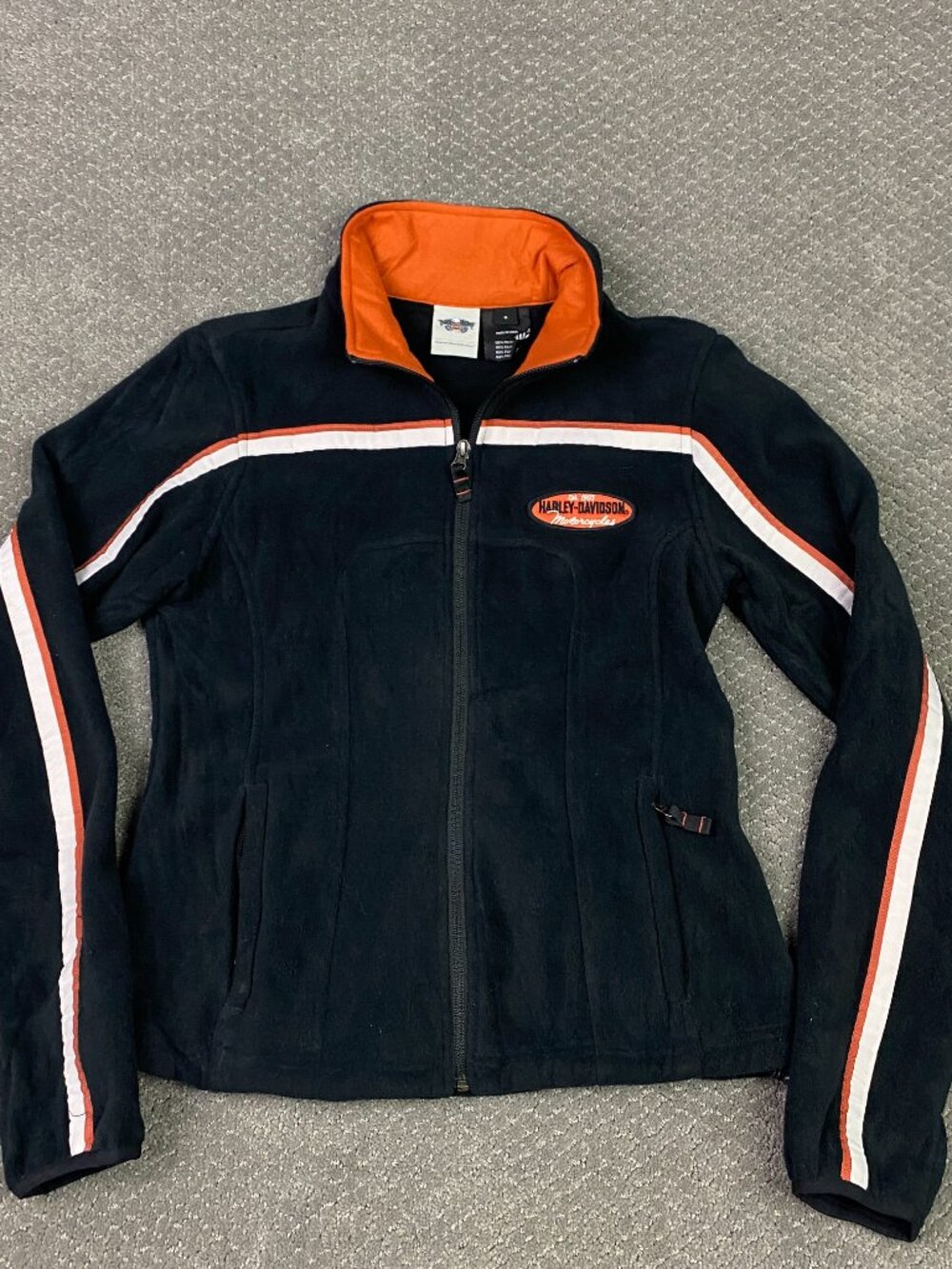 Harley Davidson Womens Fleece Jacket Medium Black Miss Enthusiast Full Zip